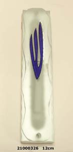 MEZUZA 12CM GLASS WAVE BLUE UK20722